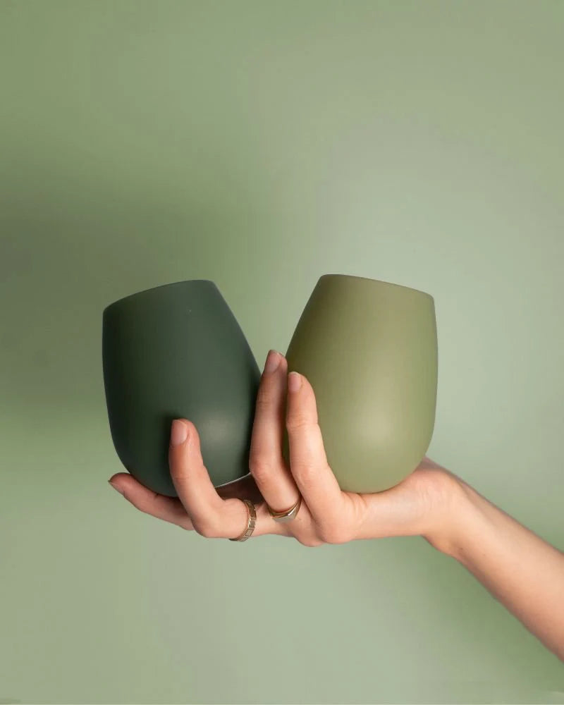 Porter Green Olive + Sage | Fegg | Silicone Stemless Wine Glasses