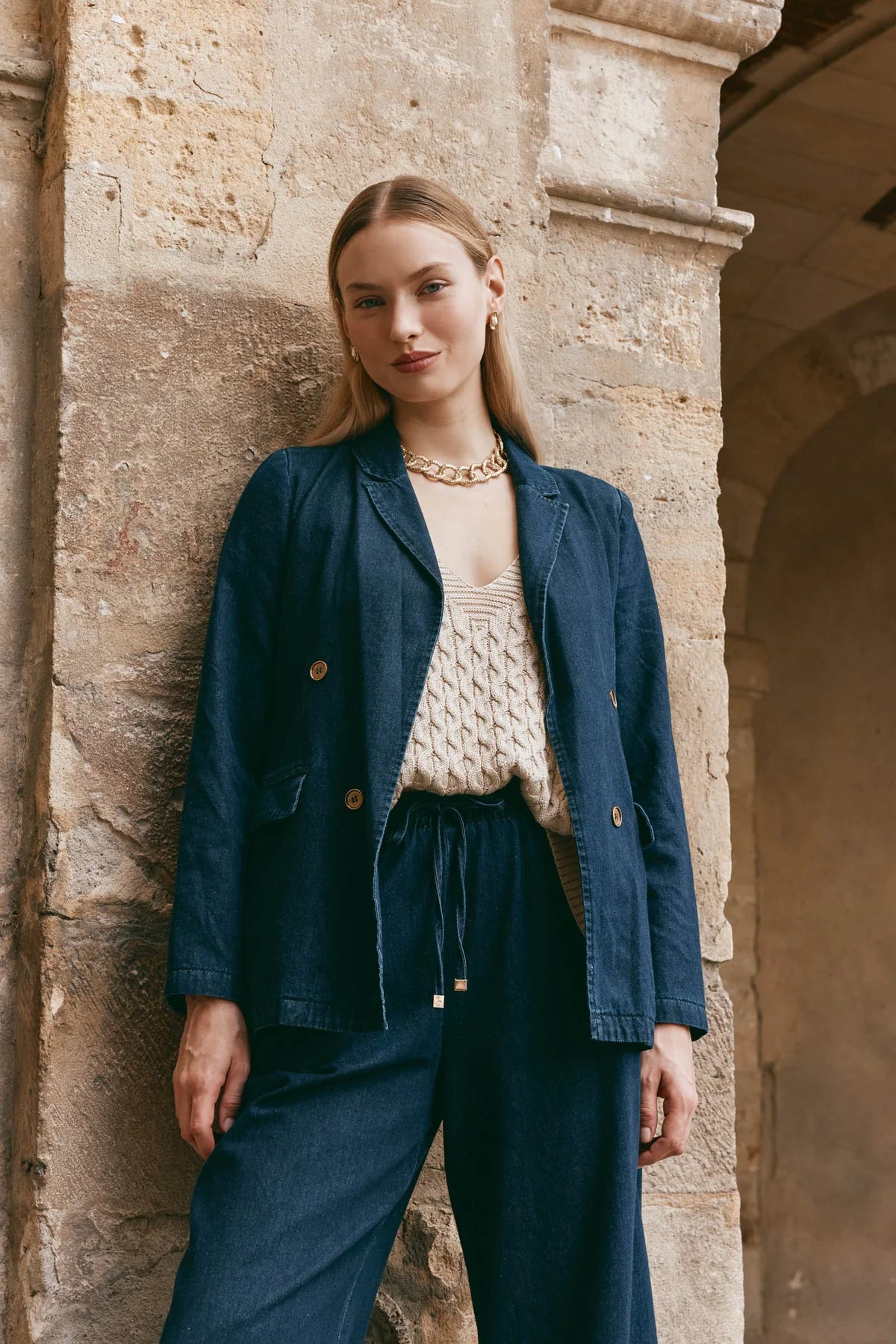 Eb and Ive Pepi Denim Blazer (Oxford)