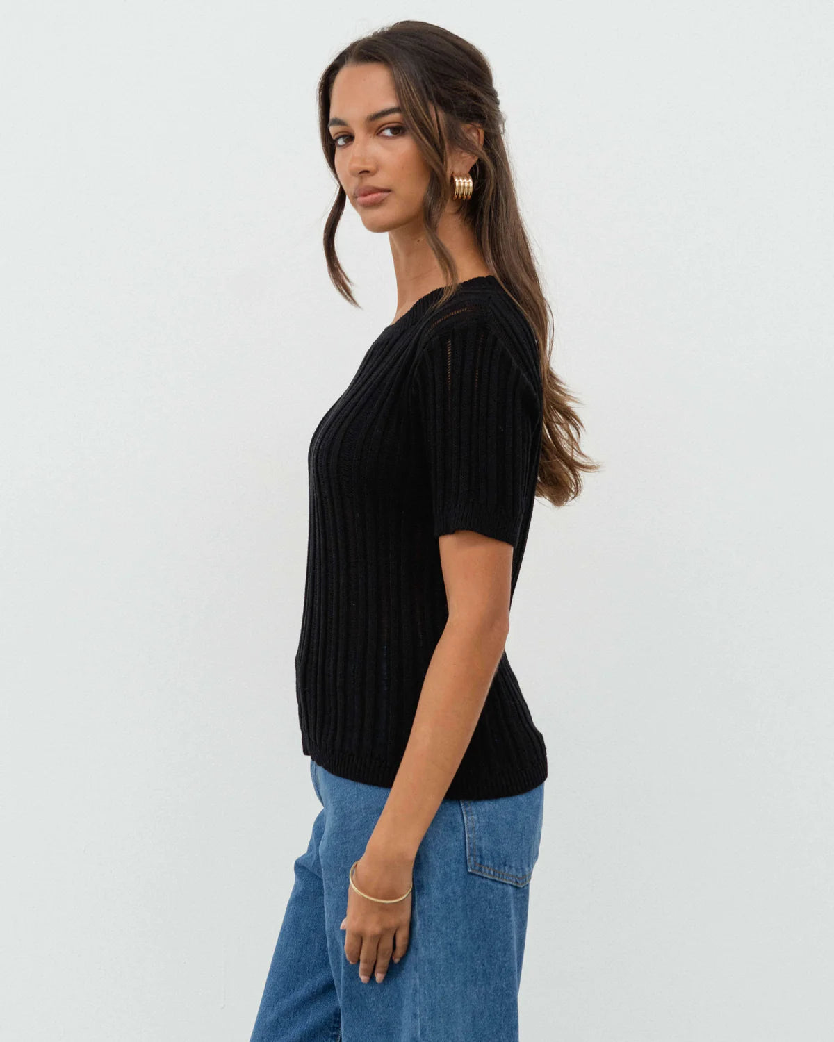 White Closet Black Knitted Tee