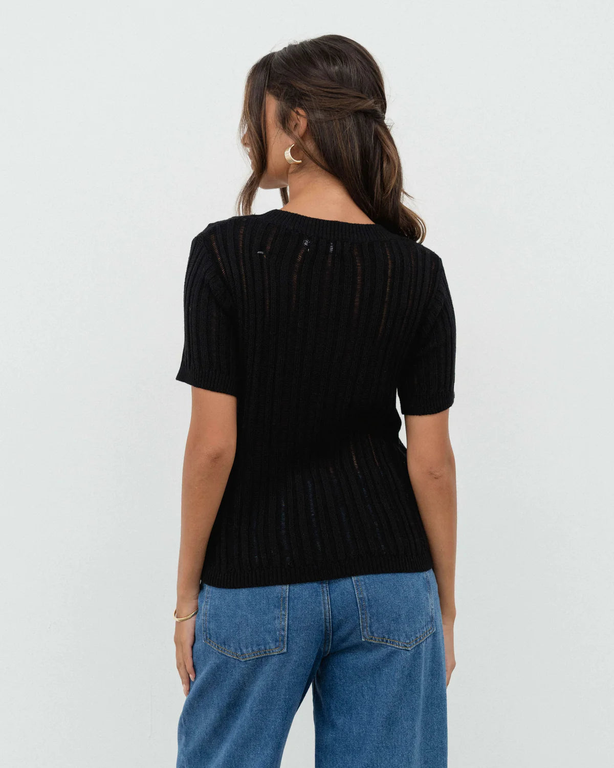 White Closet Black Knitted Tee
