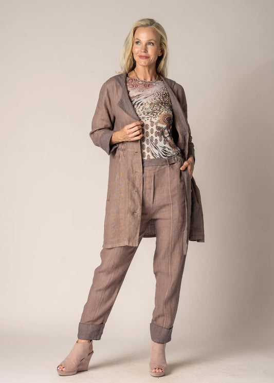 Imagine Helena Linen Pants in Milk Chocolate