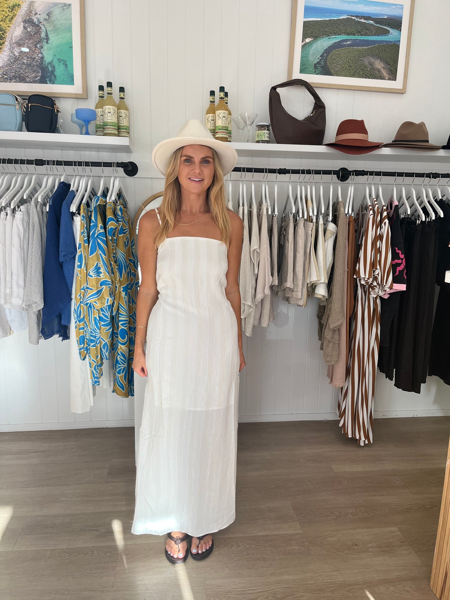 White Closet Jacquard Stripe Sundress