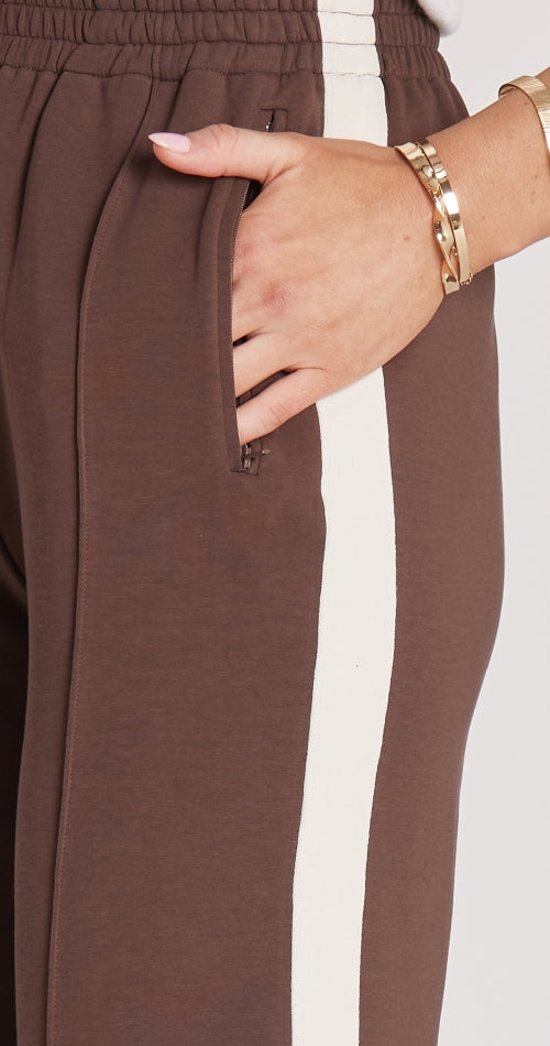 Feather and Noise Noah Wide Pant - Chocolate Cream Stripe