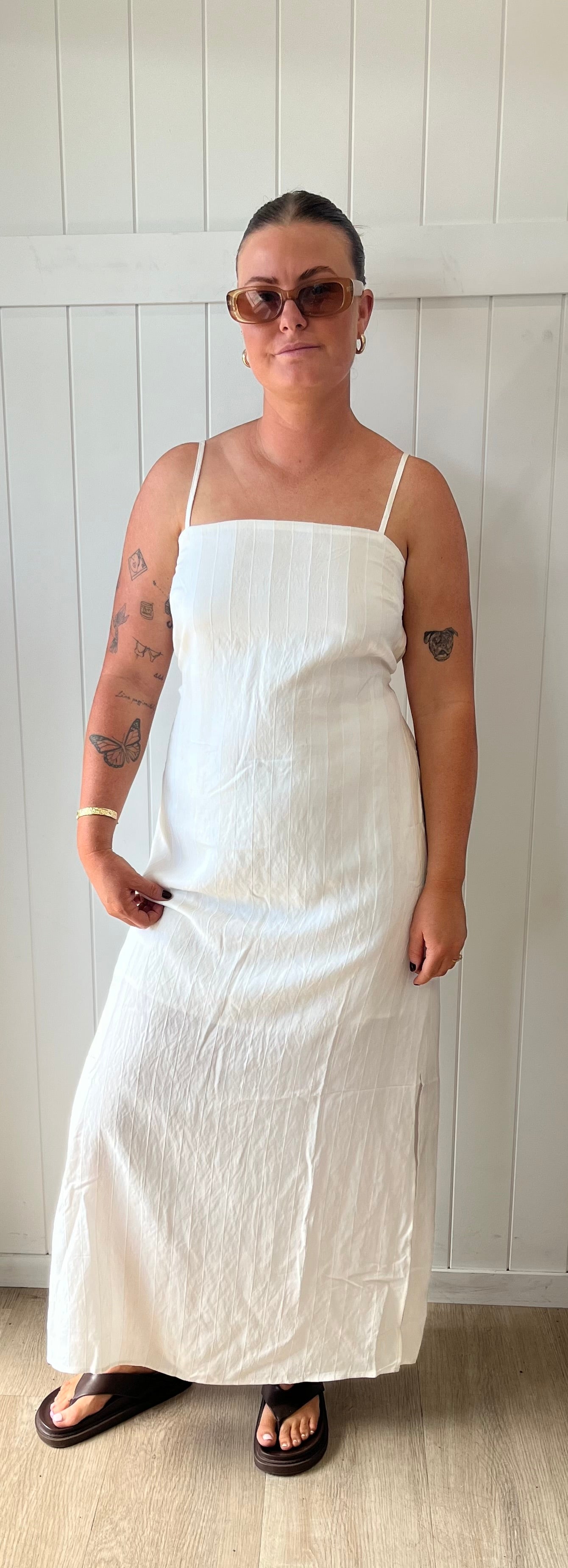 White Closet Jacquard Stripe Sundress