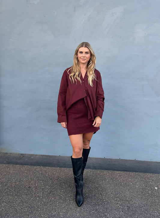 By Frankie Knit Mini Skirt (Burgundy)