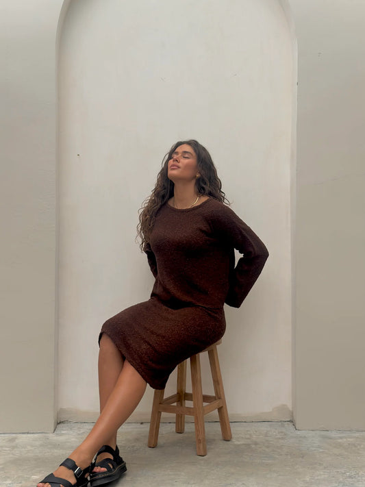 Amira Lisa Chocolate Fancy Mix Cotton Skirt