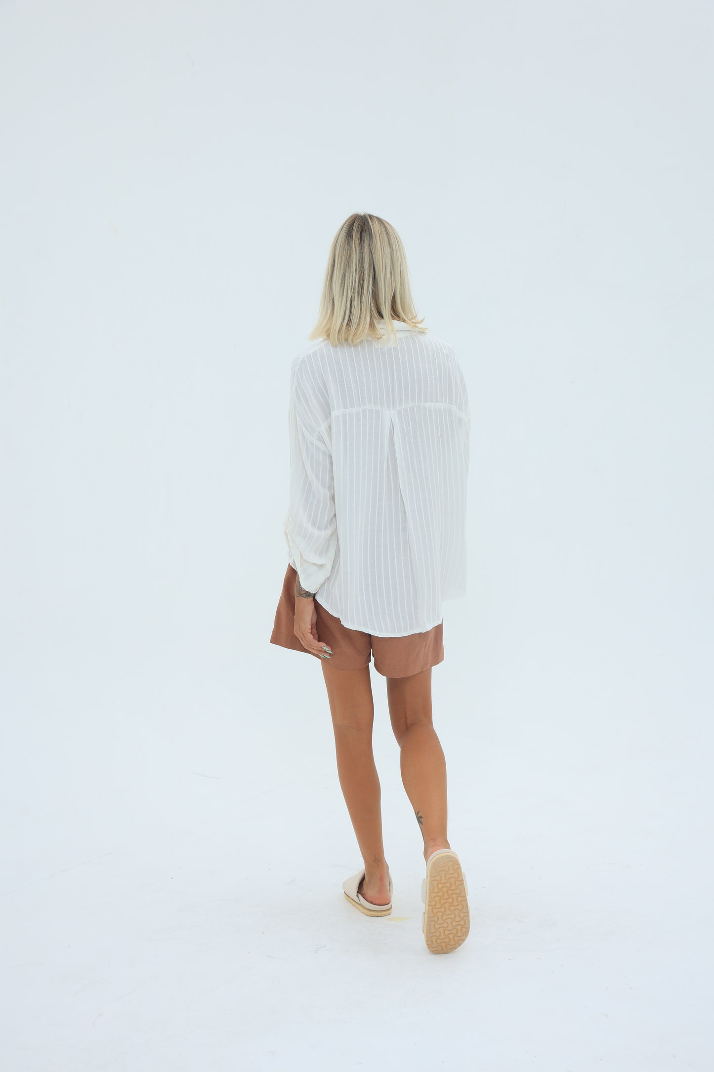 Carbon Caitlyn Linen Stripe Top Natural