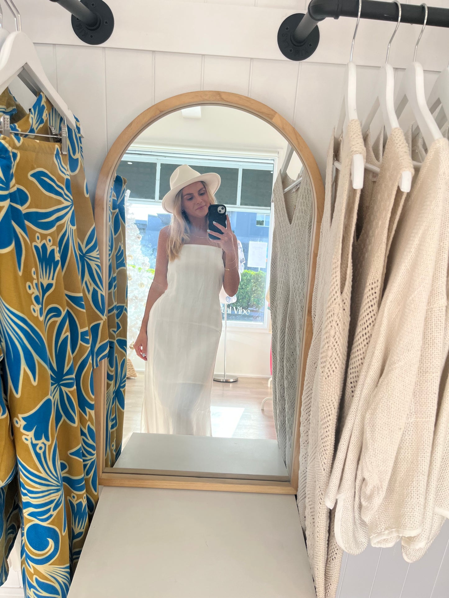 White Closet Jacquard Stripe Sundress