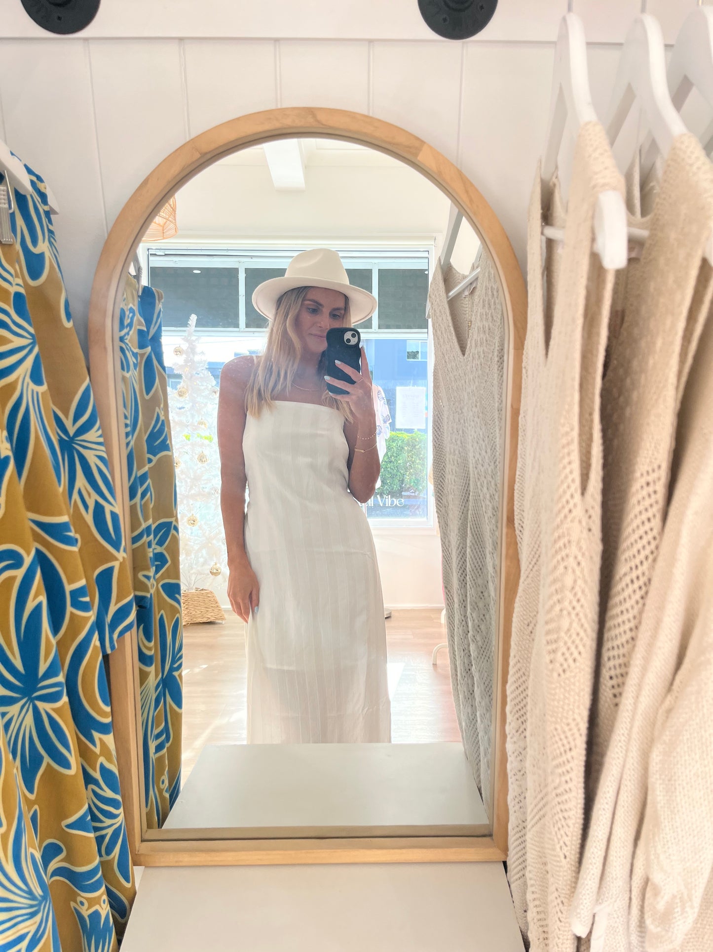 White Closet Jacquard Stripe Sundress