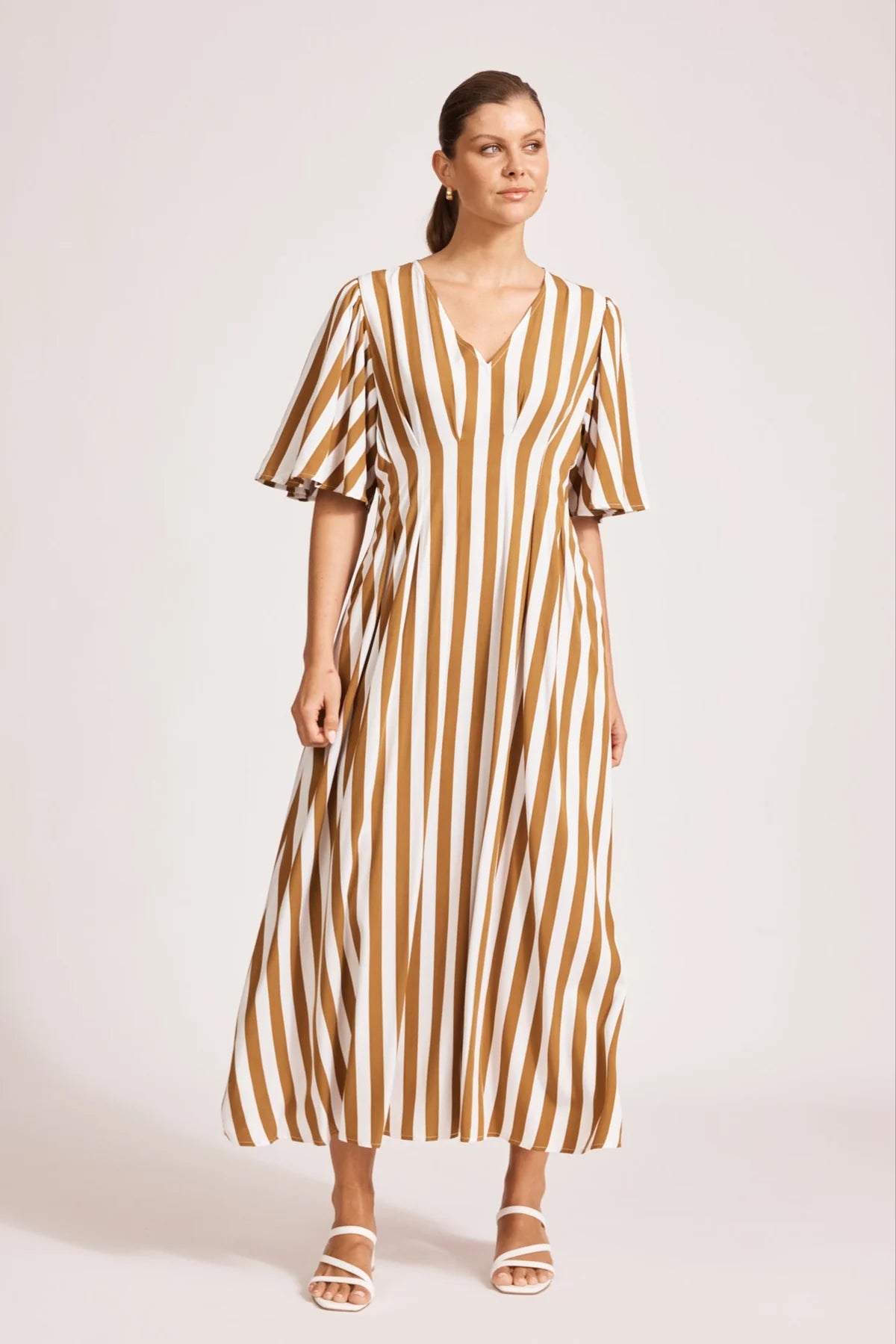 Eb and Ive Treville Stripe Maxi Dress Caramel