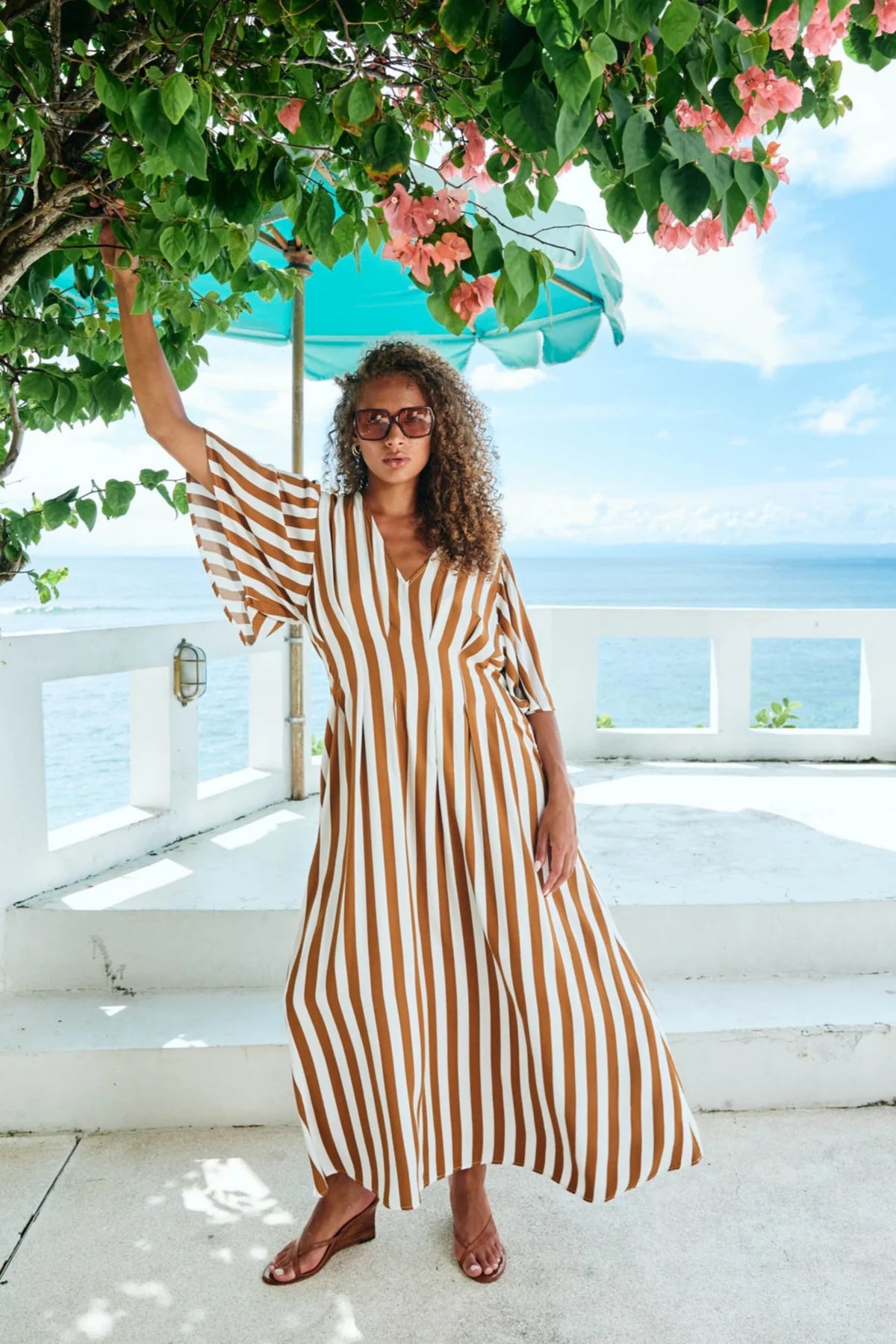 Eb and Ive Treville Stripe Maxi Dress Caramel