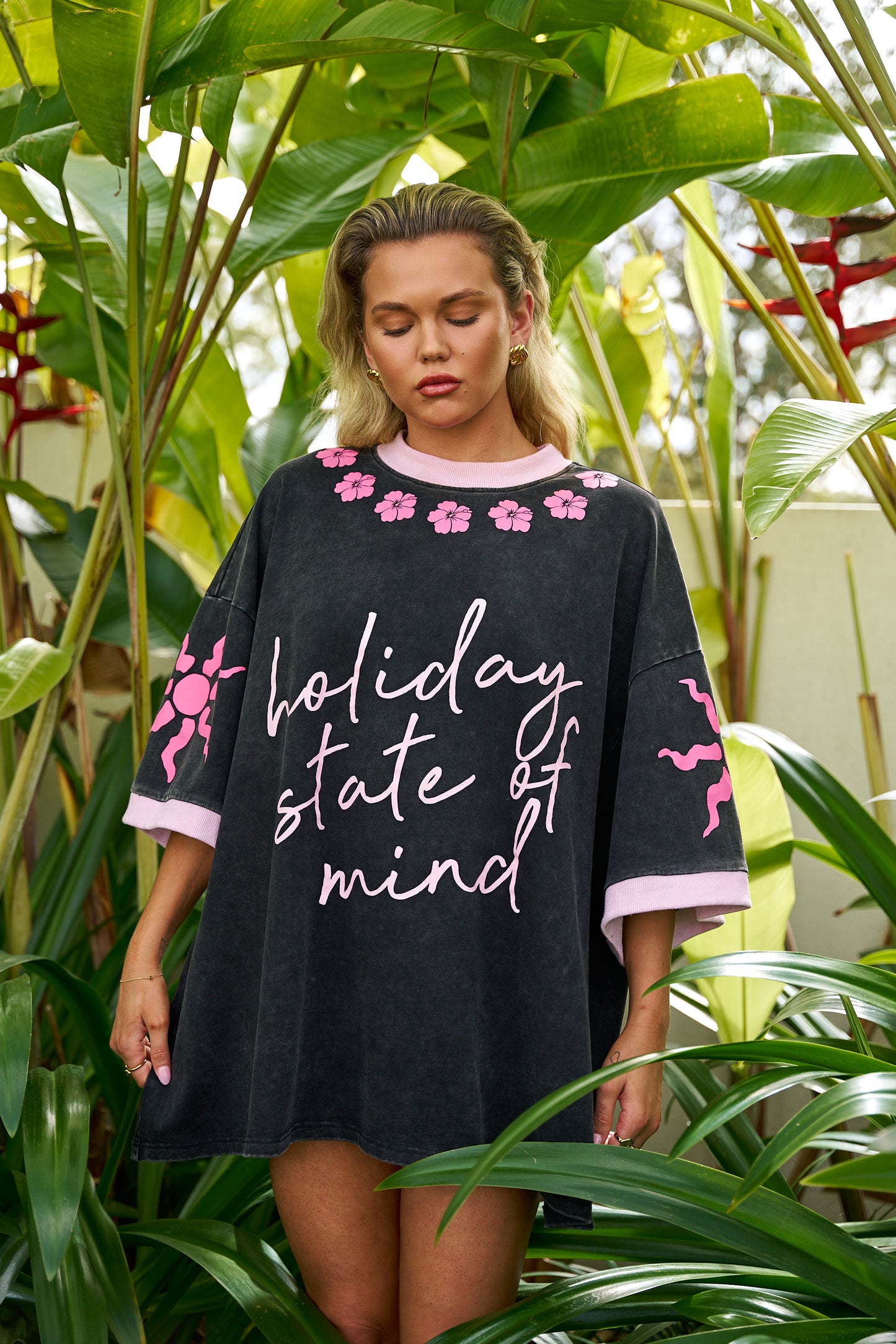 Pre Order: Hibiscus Hotel Holiday State of Mind Oversized Tee