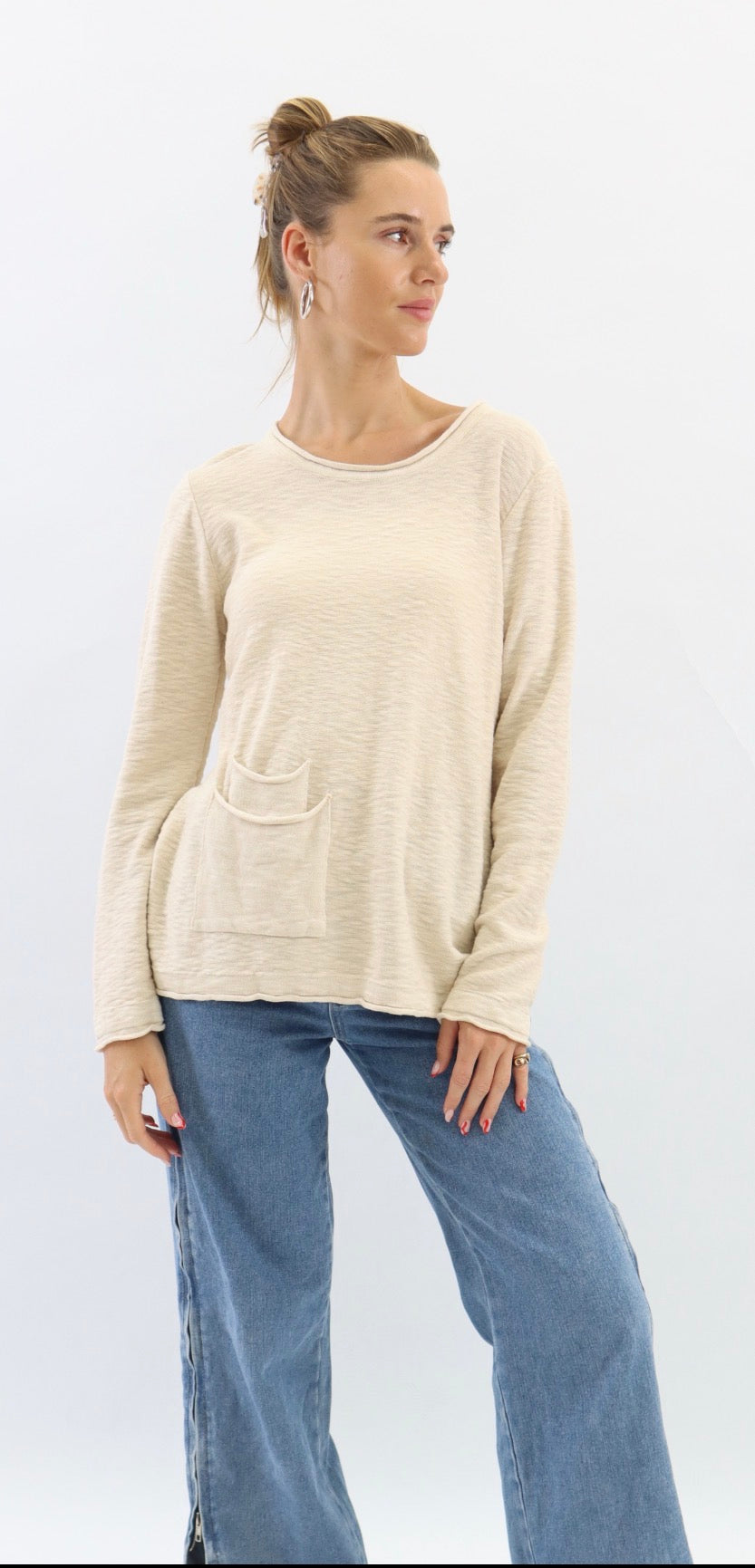 Cream Cotten/Linen Pull Over
