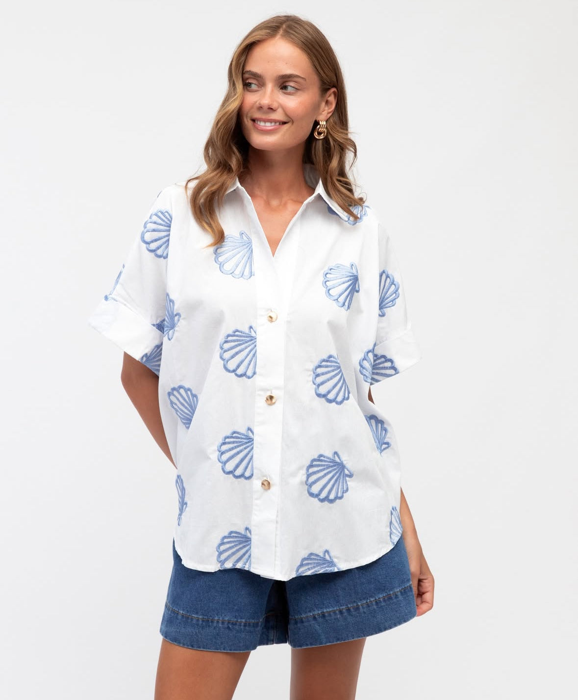 Label Of Love Shell Embroidery Shirt