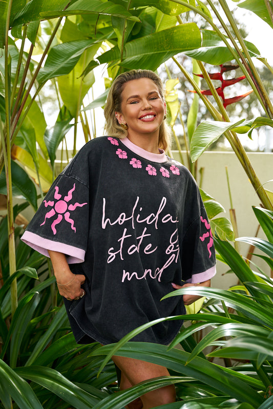 Pre Order: Hibiscus Hotel Holiday State of Mind Oversized Tee