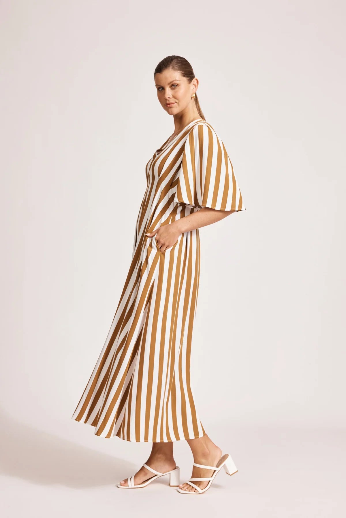 Eb and Ive Treville Stripe Maxi Dress Caramel