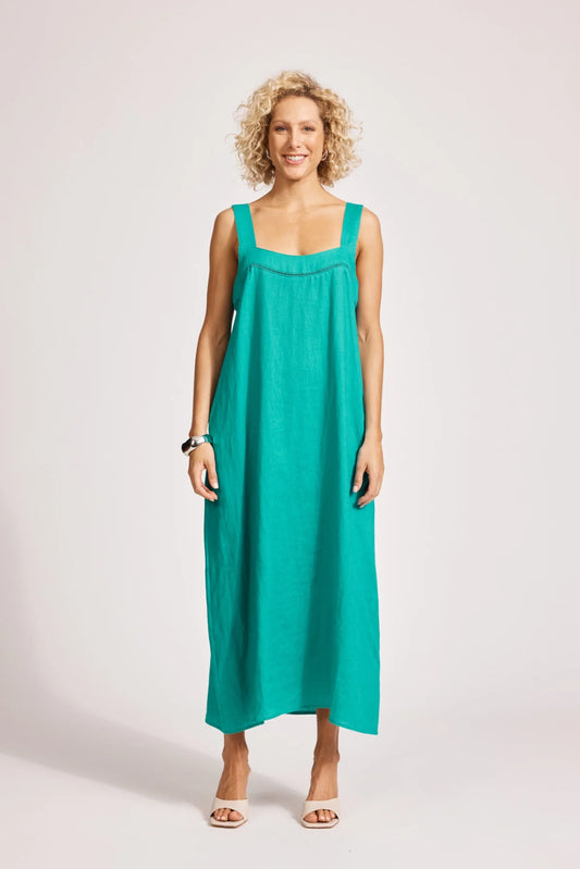 Eb and Ive Miramar Linen Tank Maxi Dress - Lagoon