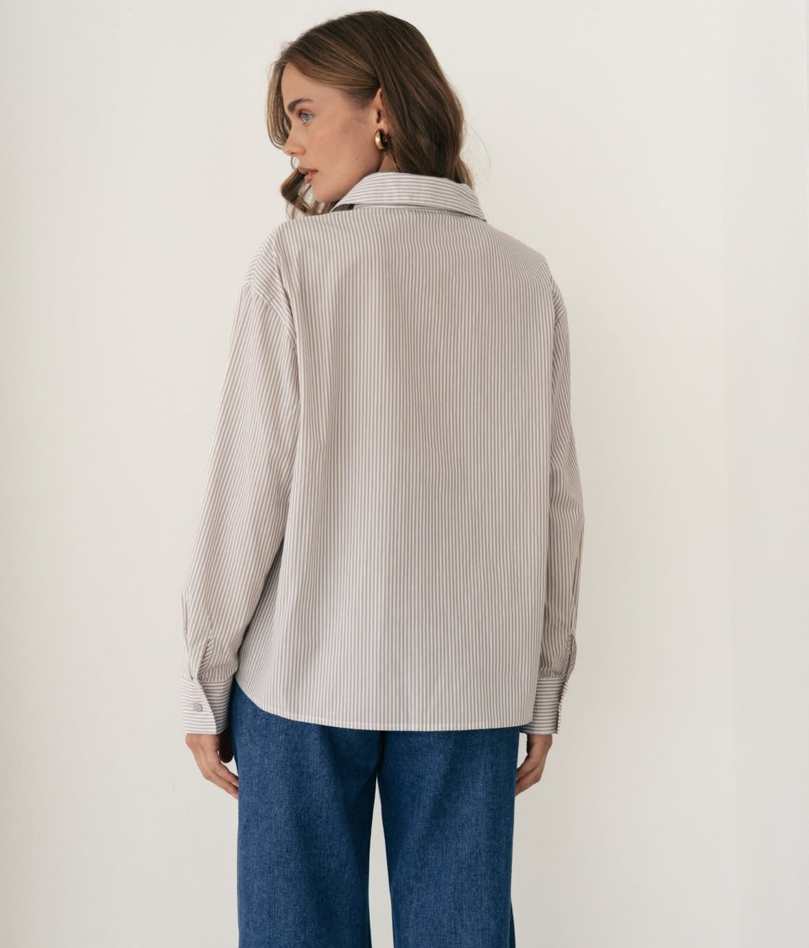 Ebby and Stripe Shirt (Mocha and White)