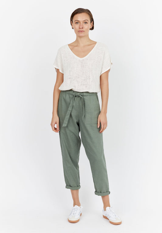 Carbon Tuscan Linen Pant - Seaform Green