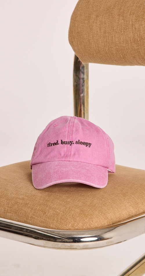 Gigi Washed Denim Cap: Tired Busy Sleepy Pink