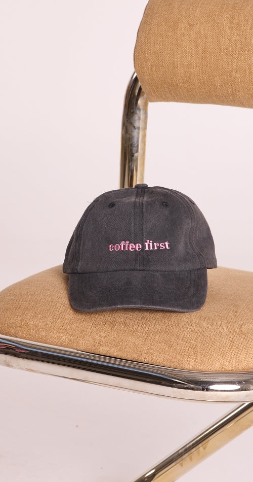 Gigi Washed Denim Cap: Coffee First Black