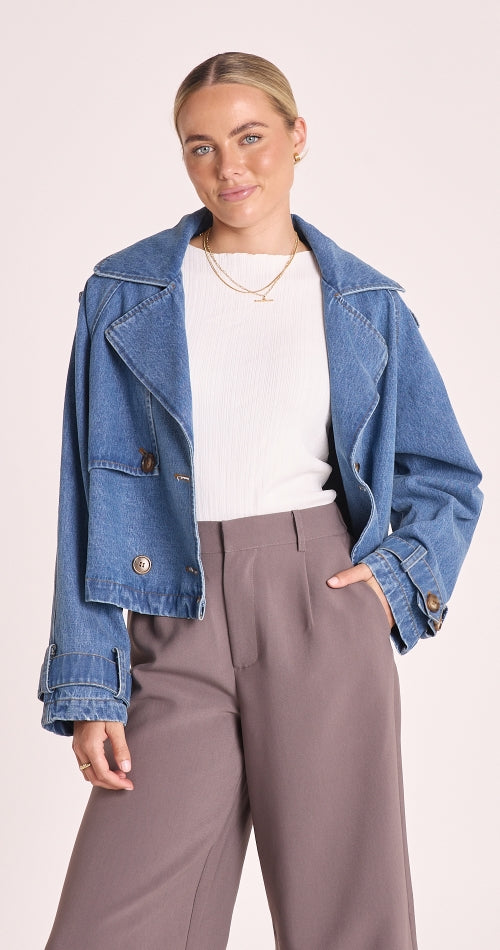 Feather and Noise Alexa Denim Trench - Blue