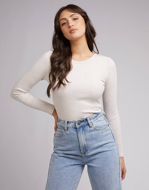 All About Eve Rib Baby Long Sleeve Tee Oatmeal