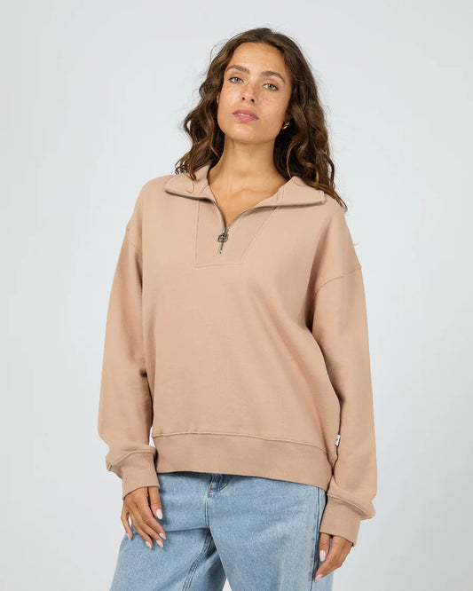 Silent Theory Luxe 1/4 Zip Crew Taupe