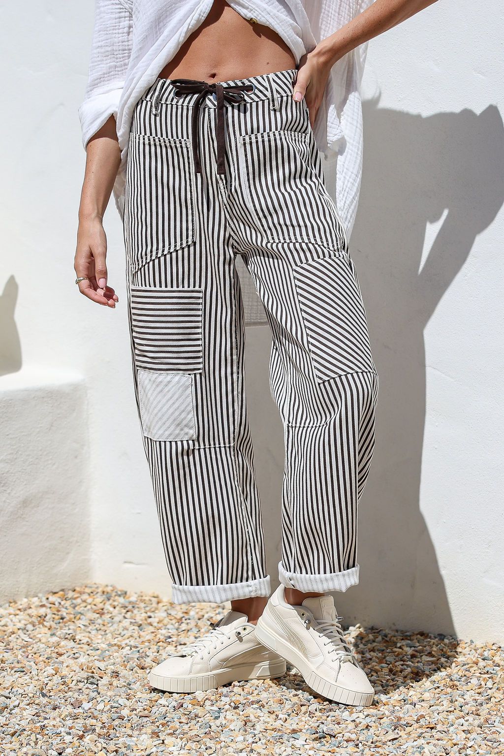Chocolate White Stripe Pant