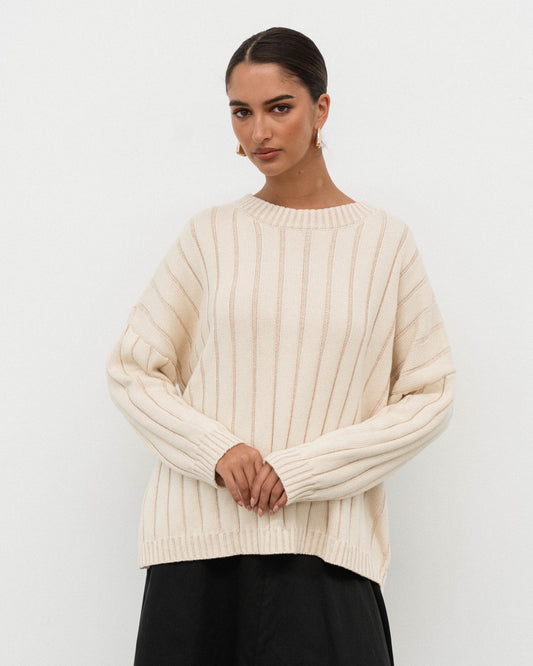 White Closet Ribbed Knit Cream