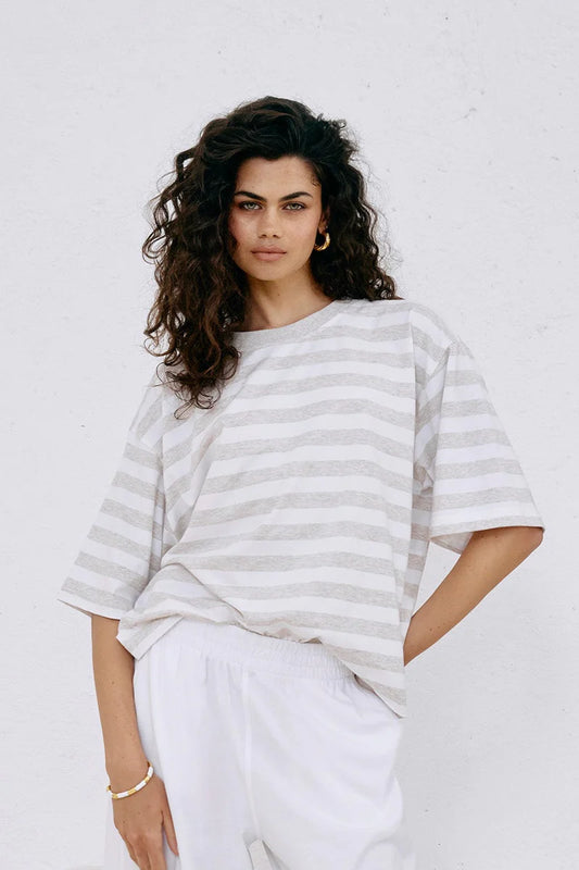 Eb and Ive Studio Stripe TShirt - Stone