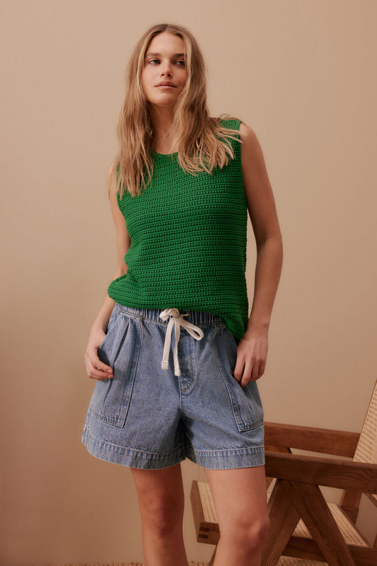 Ceres Life Margot Mesh Knit Tank Green