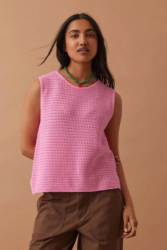 Ceres Life Margot Mesh Knit Tank Pink