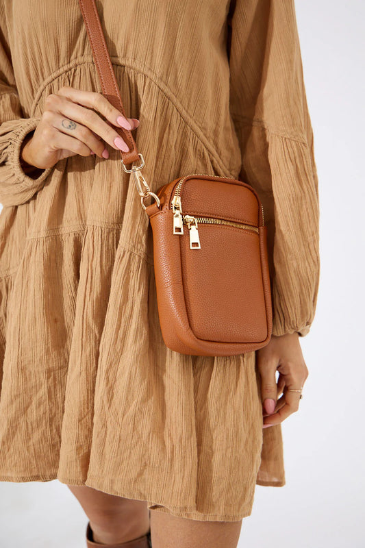 Vegan PU Leather Key West Phone Bag: Tan - Nakoa The Label