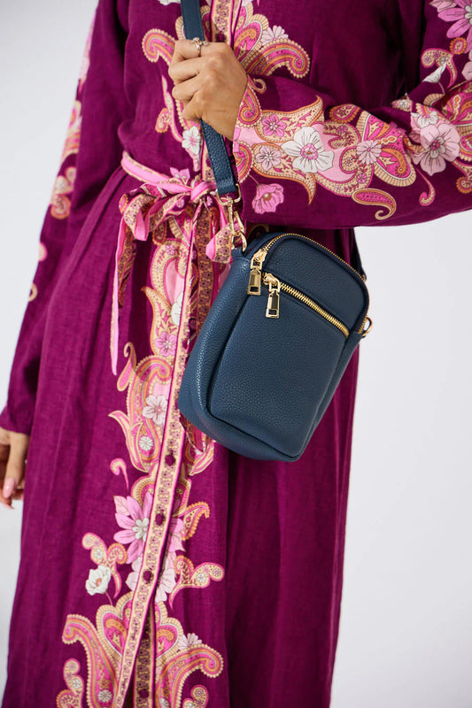 Vegan PU Leather Key West Phone Bag: Navy - Nakoa The Label