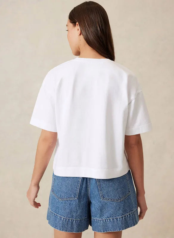 Ceres Life Boxy V Neck Tee White