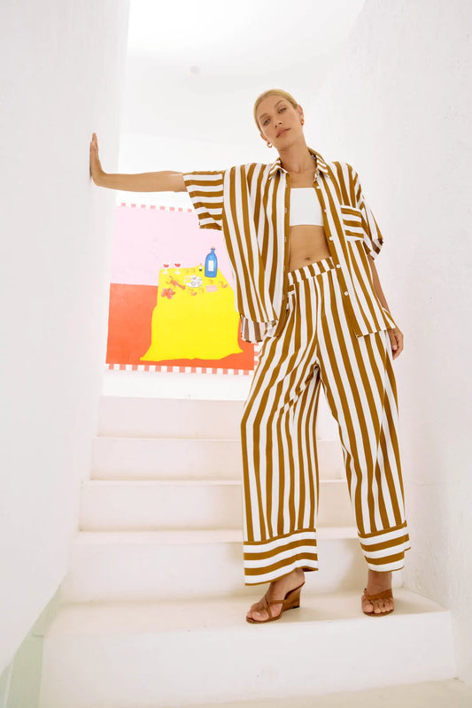 Eb and Ive Treville Stripe Pant - CARAMEL