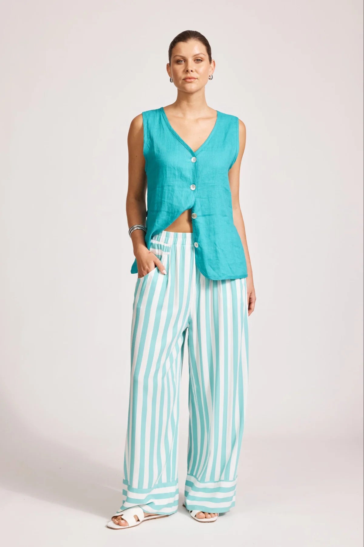 Eb and Ive Treville Stripe Pant - AQUA