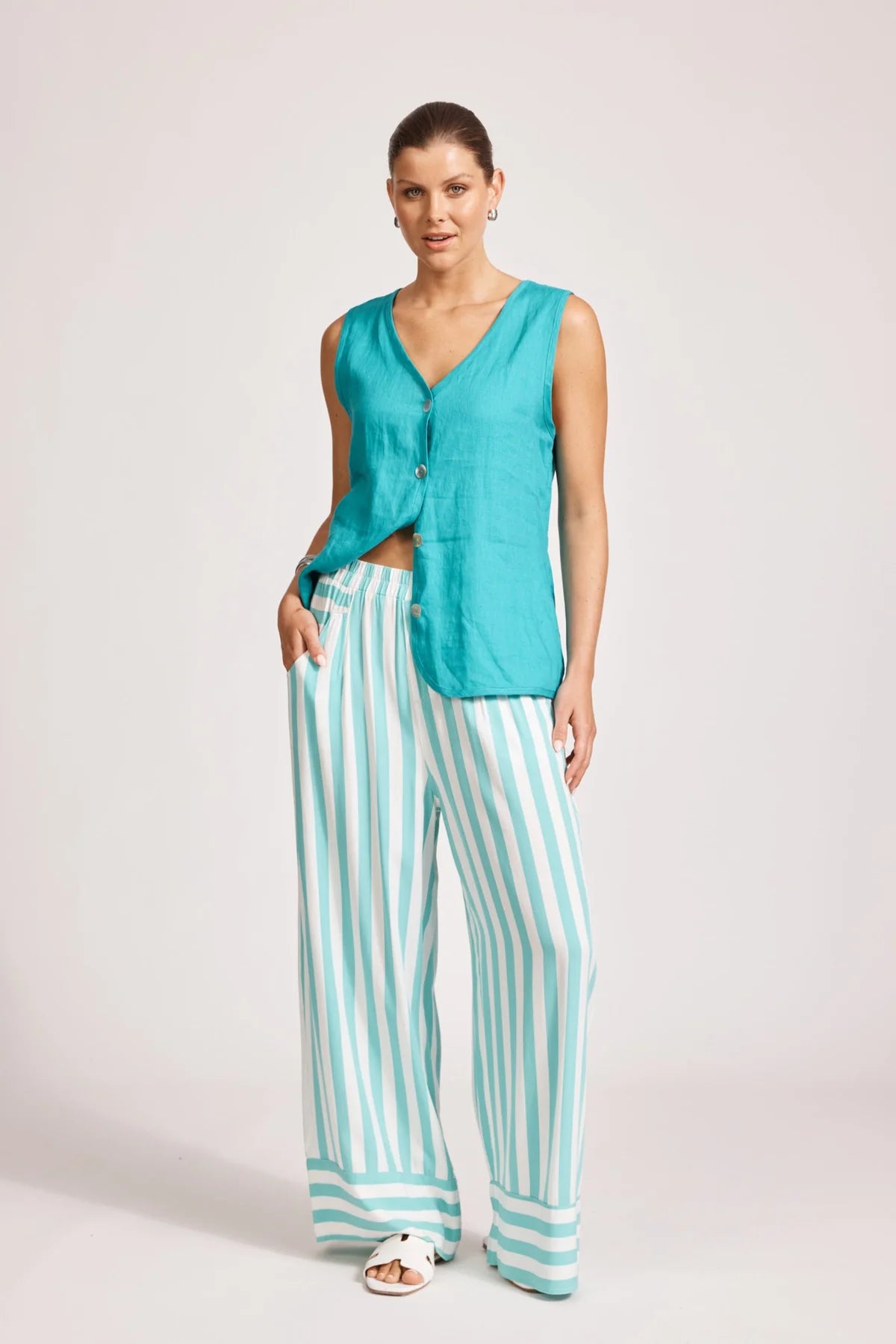 Eb and Ive Treville Stripe Pant - AQUA