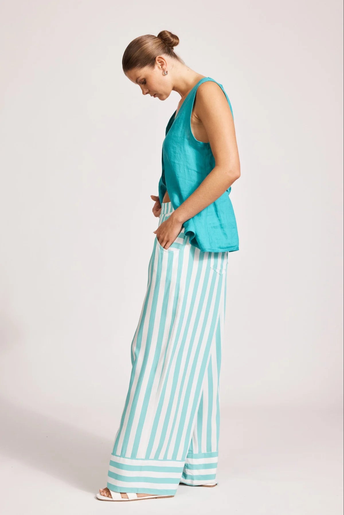 Eb and Ive Treville Stripe Pant - AQUA