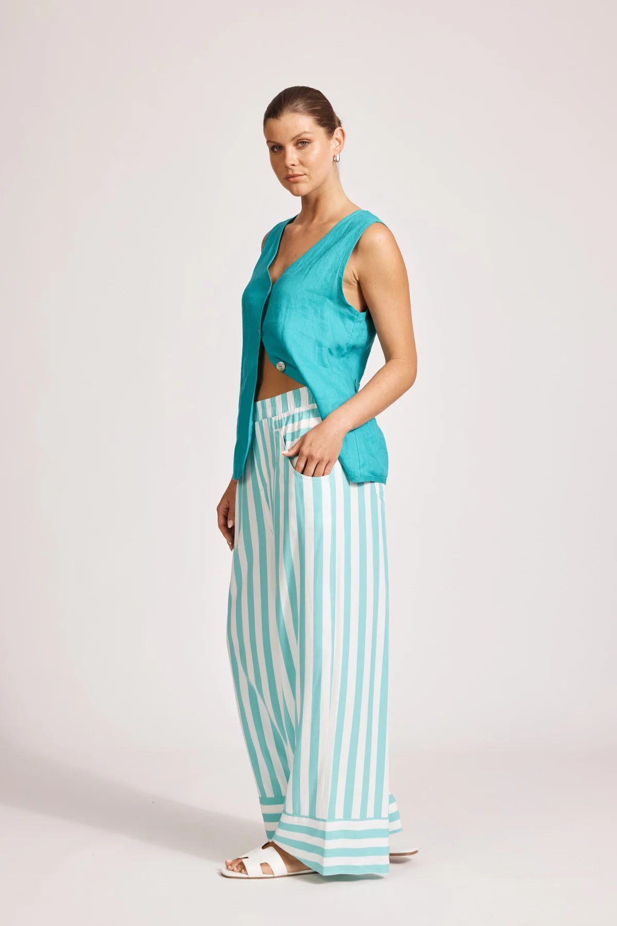 Eb and Ive Treville Stripe Pant - AQUA