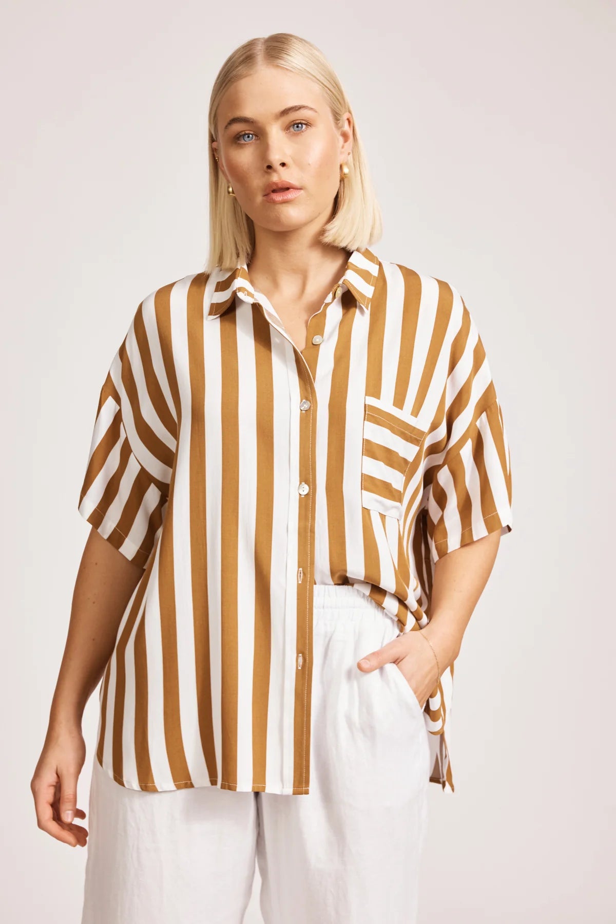 Eb and Ive Treville Stripe Shirt - CARAMEL