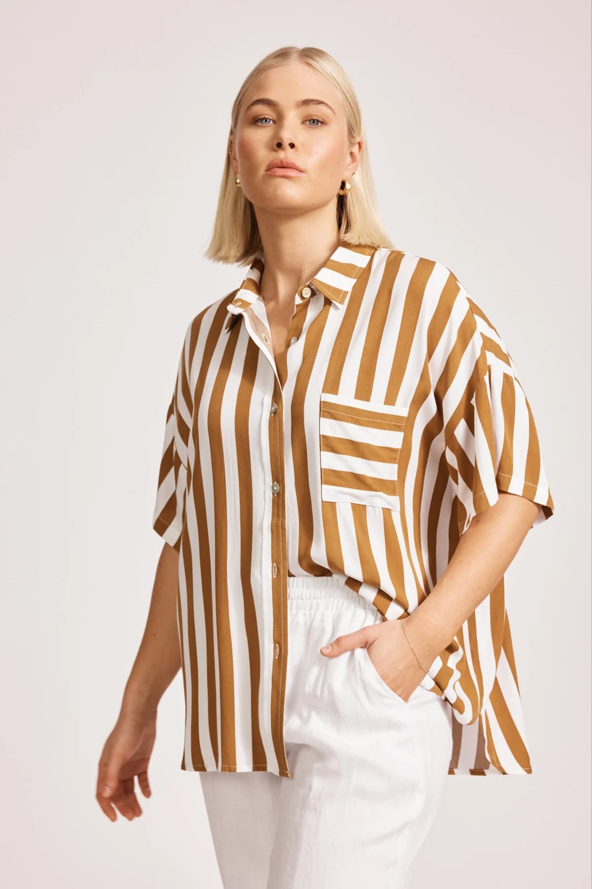 Eb and Ive Treville Stripe Shirt - CARAMEL