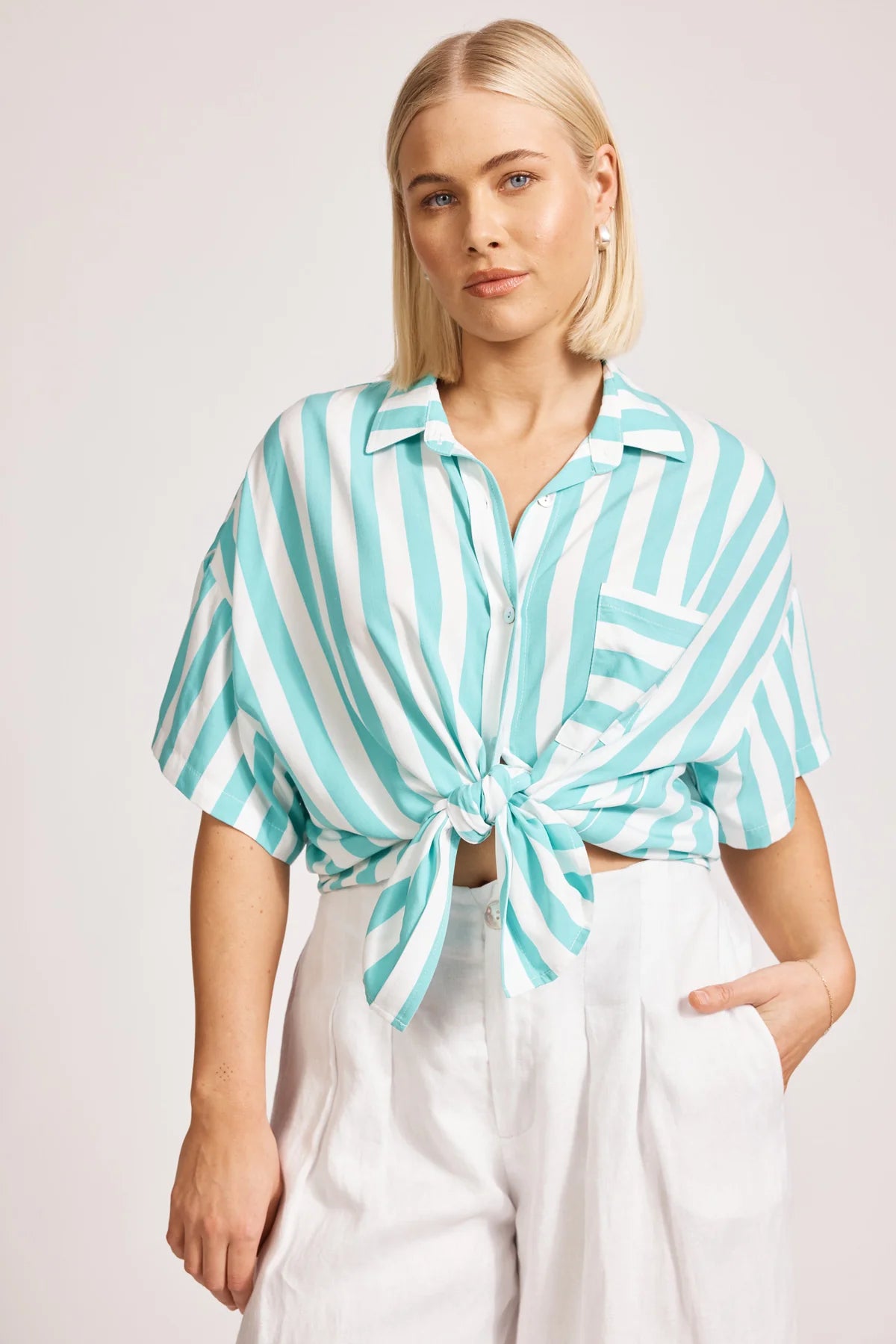 Eb and Ive Treville Stripe Shirt - AQUA