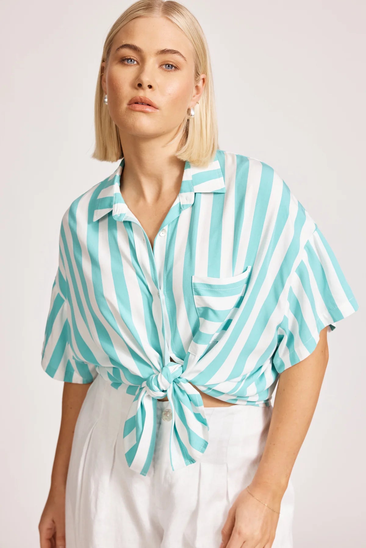 Eb and Ive Treville Stripe Shirt - AQUA