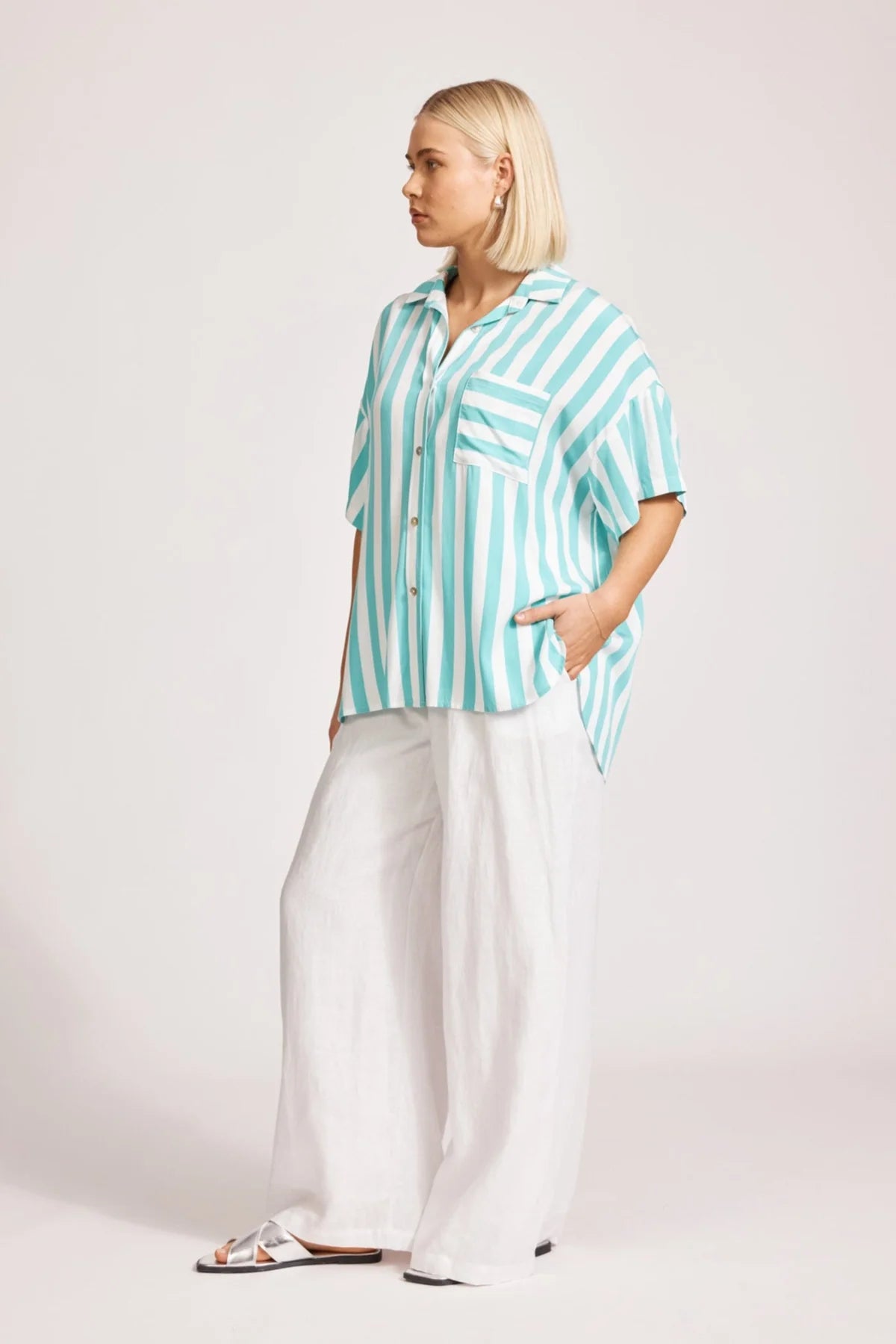 Eb and Ive Treville Stripe Shirt - AQUA