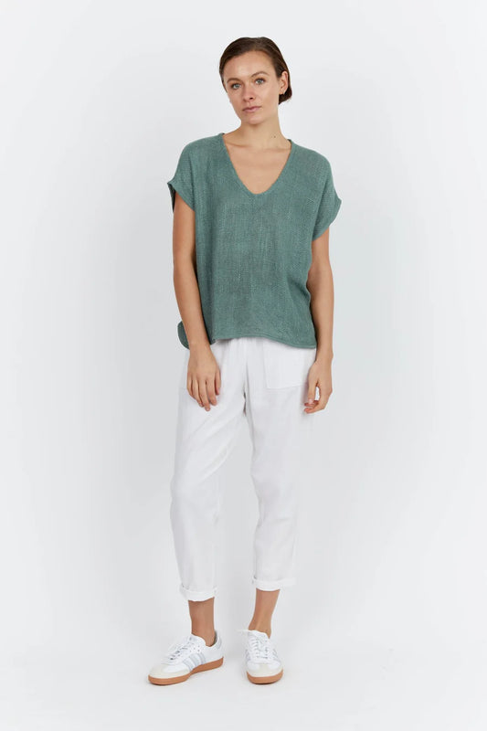 Carbon Paris Hessian V Neck (Seafoam Green)