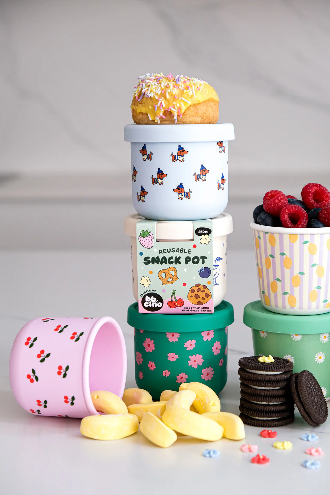 BBcino Reusable Snack Pot - Ditsy (250ml)