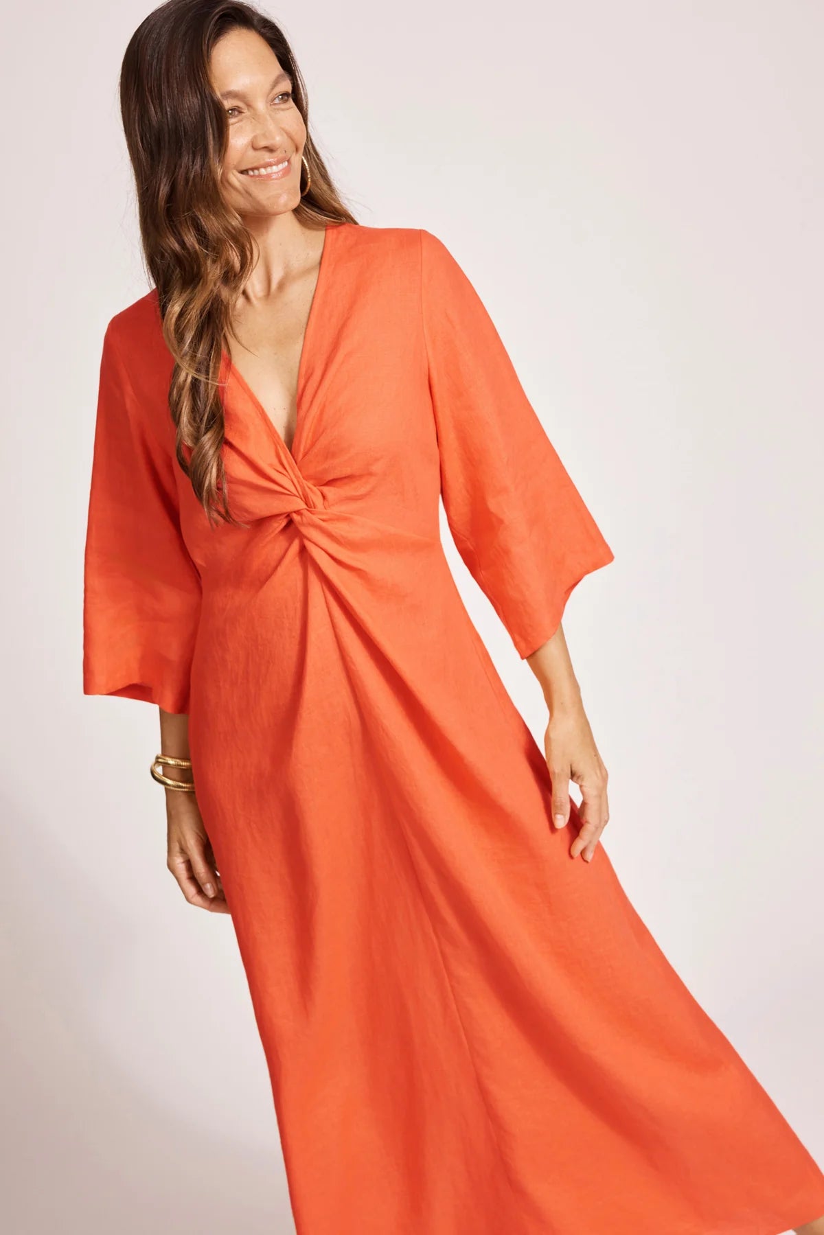 Eb and Ive Miramar Twist Maxi Dress Coral