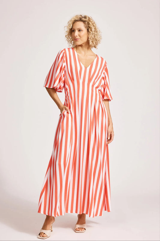 Eb and Ive Treville Stripe Maxi Dress Coral